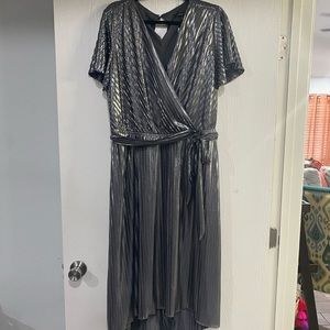 Lane Bryant silver pleated dress